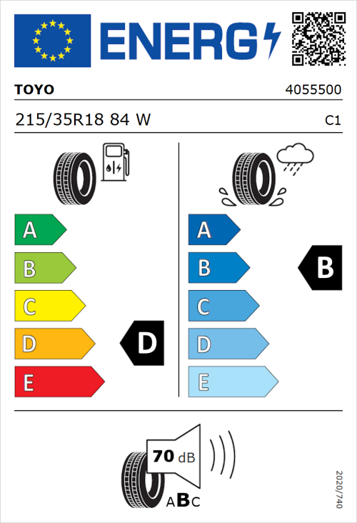 Tyre Label for Toyo Proxes TR1 215/35R18 84W